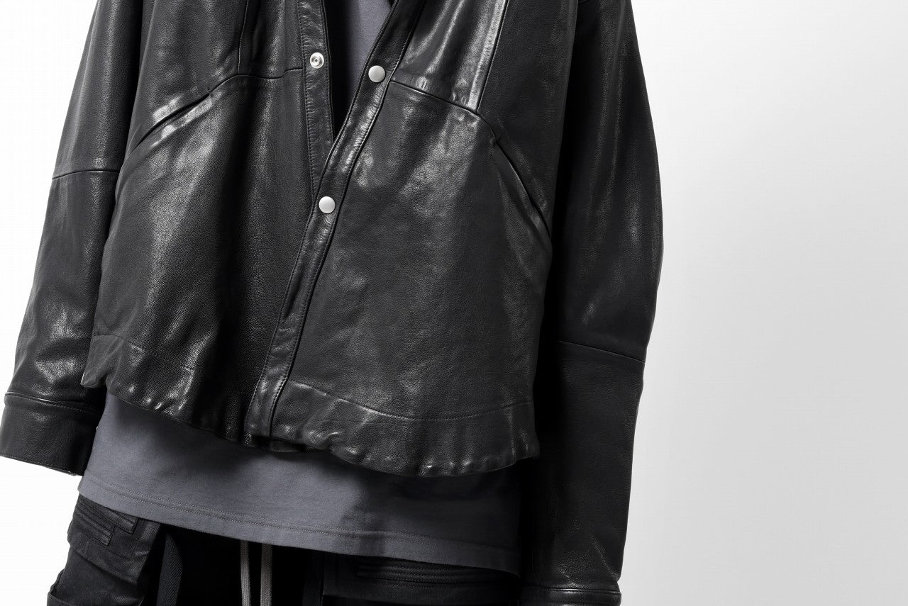 A.F ARTEFACT SNAPPED COCOON SHIRT-JACKET / SOFT GOAT LEATHER (BLACK)