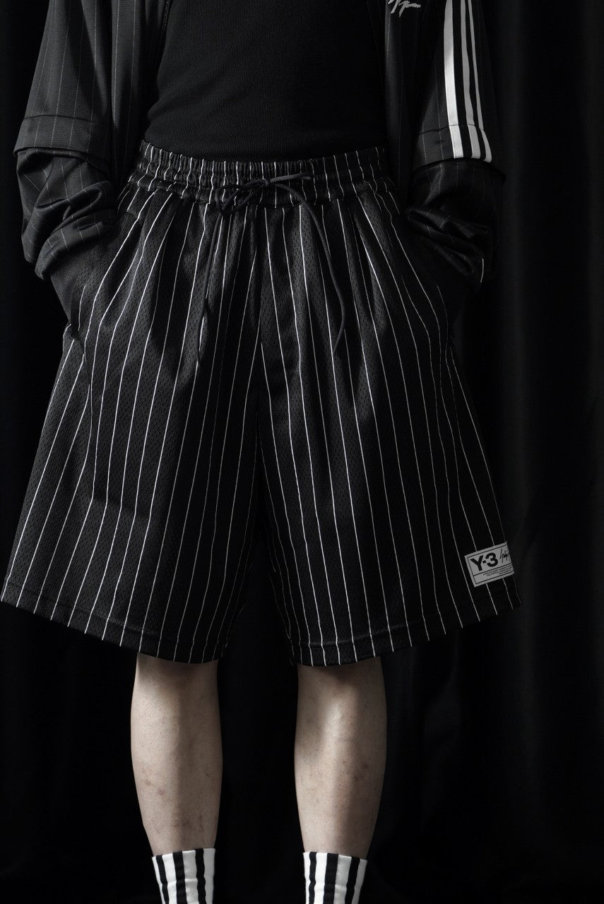 画像をギャラリービューアに読み込む, Y-3 Yohji Yamamoto ELITE 5 MESH PINSTRIPE SHORTS (BLACK)