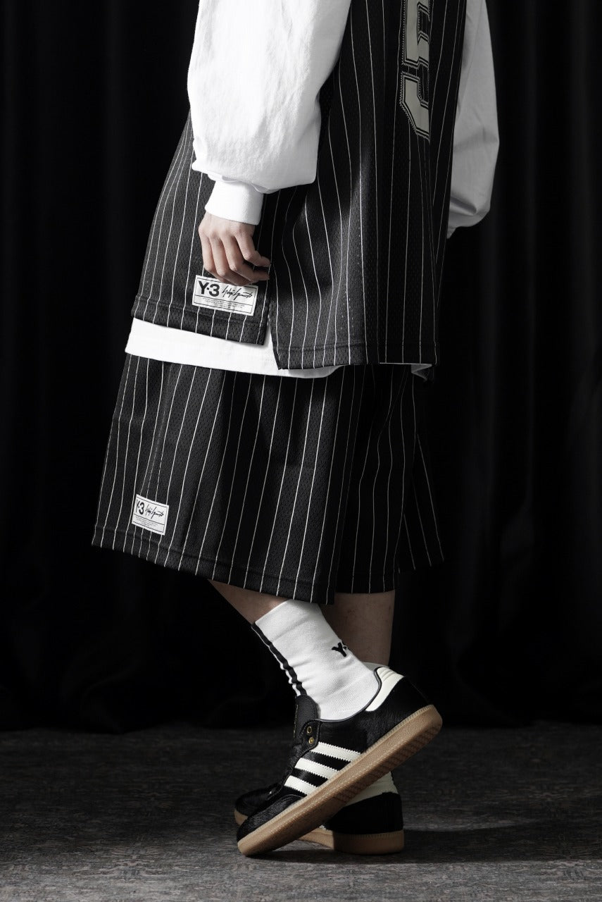 画像をギャラリービューアに読み込む, Y-3 Yohji Yamamoto ELITE 5 MESH PINSTRIPE SHORTS (BLACK)