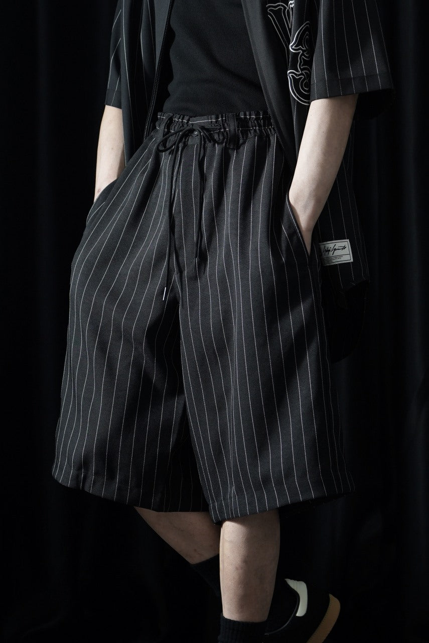 Y-3 Yohji Yamamoto PINSTRIPE SPORT UNIFORM SHORT TROUSERS (BLACK)