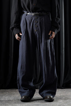 画像をギャラリービューアに読み込む, YUTA MATSUOKA straight pants / raw silk &amp; indigo linen broad (navy)