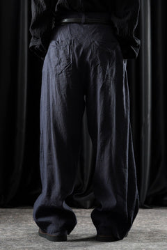 画像をギャラリービューアに読み込む, YUTA MATSUOKA straight pants / raw silk &amp; indigo linen broad (navy)