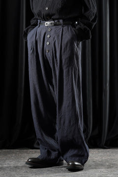 画像をギャラリービューアに読み込む, YUTA MATSUOKA straight pants / raw silk &amp; indigo linen broad (navy)