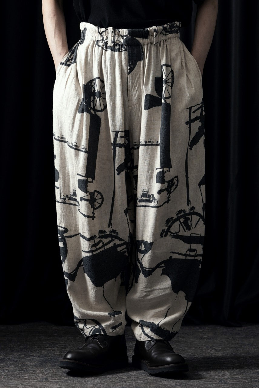 画像をギャラリービューアに読み込む, YUTA MATSUOKA circle pants / antique wagon print (ecru/print)