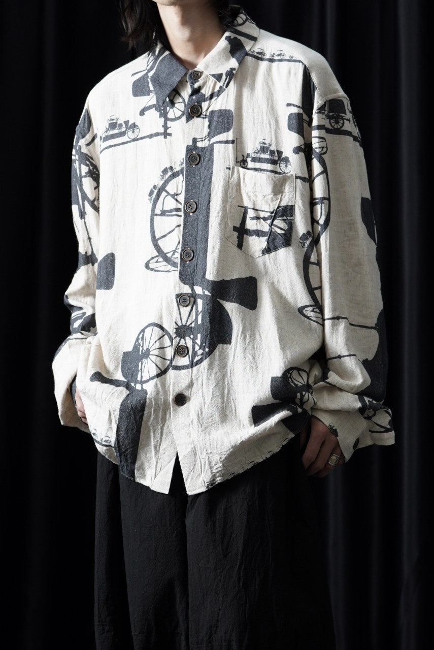 画像をギャラリービューアに読み込む, YUTA MATSUOKA classic shirt / antique wagon print (ecru/print)