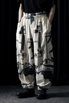 画像をギャラリービューアに読み込む, YUTA MATSUOKA circle pants / antique wagon print (ecru/print)