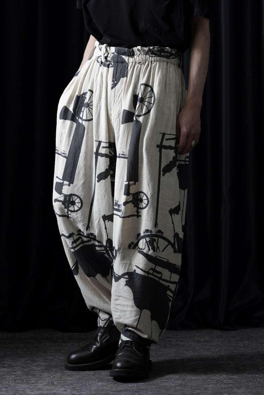 画像をギャラリービューアに読み込む, YUTA MATSUOKA circle pants / antique wagon print (ecru/print)