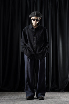 画像をギャラリービューアに読み込む, YUTA MATSUOKA straight pants / raw silk &amp; indigo linen broad (navy)