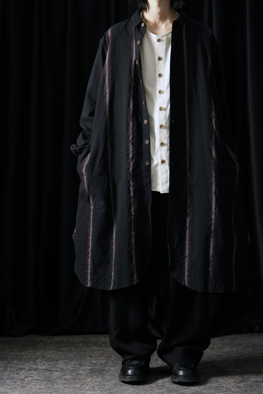 Load image into Gallery viewer, YUTA MATSUOKA shirt coat / tussah linen stripe (black stripe)