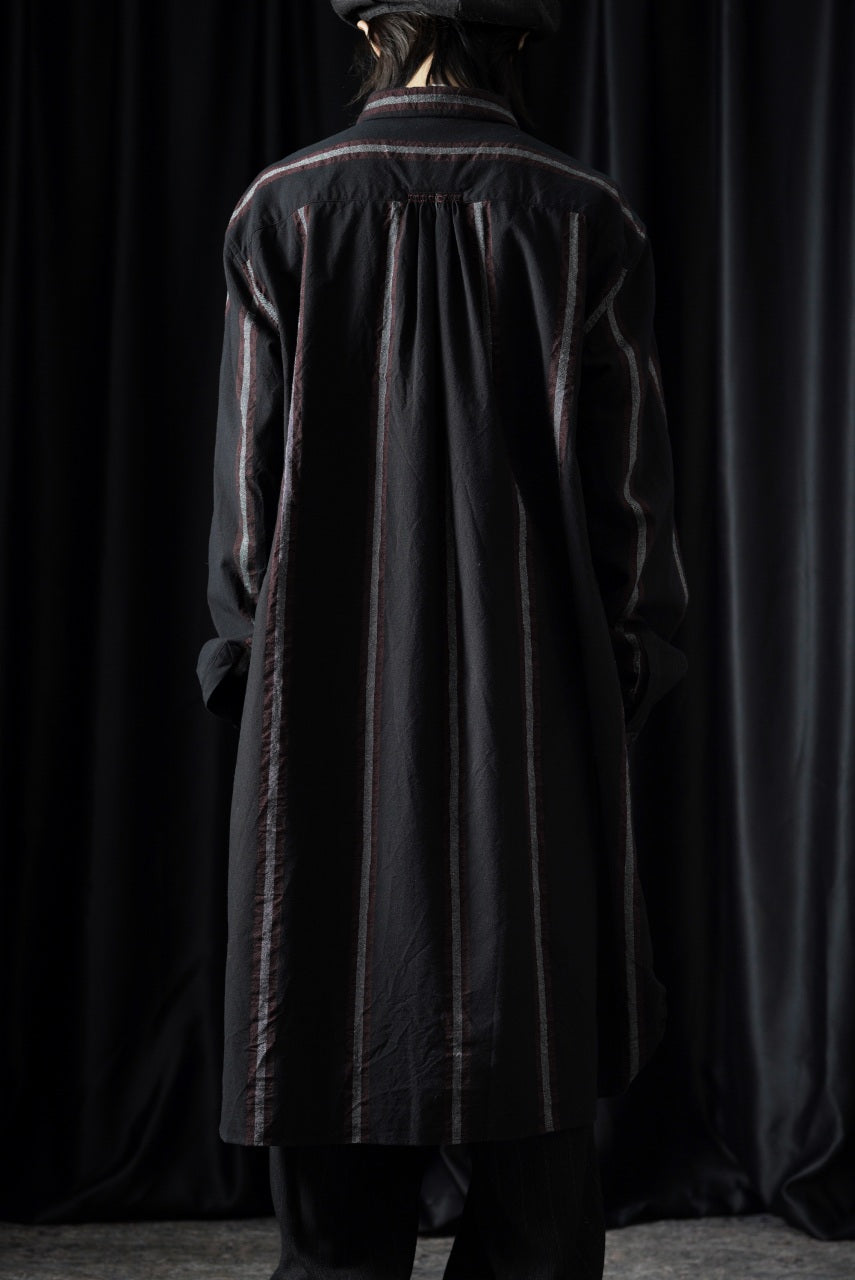 Load image into Gallery viewer, YUTA MATSUOKA shirt coat / tussah linen stripe (black stripe)
