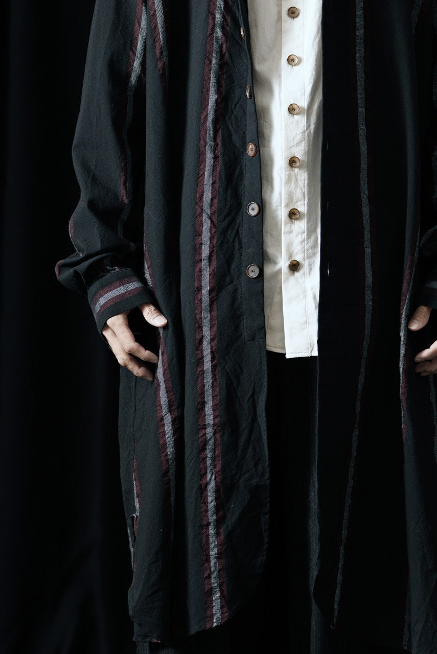 Load image into Gallery viewer, YUTA MATSUOKA shirt coat / tussah linen stripe (black stripe)