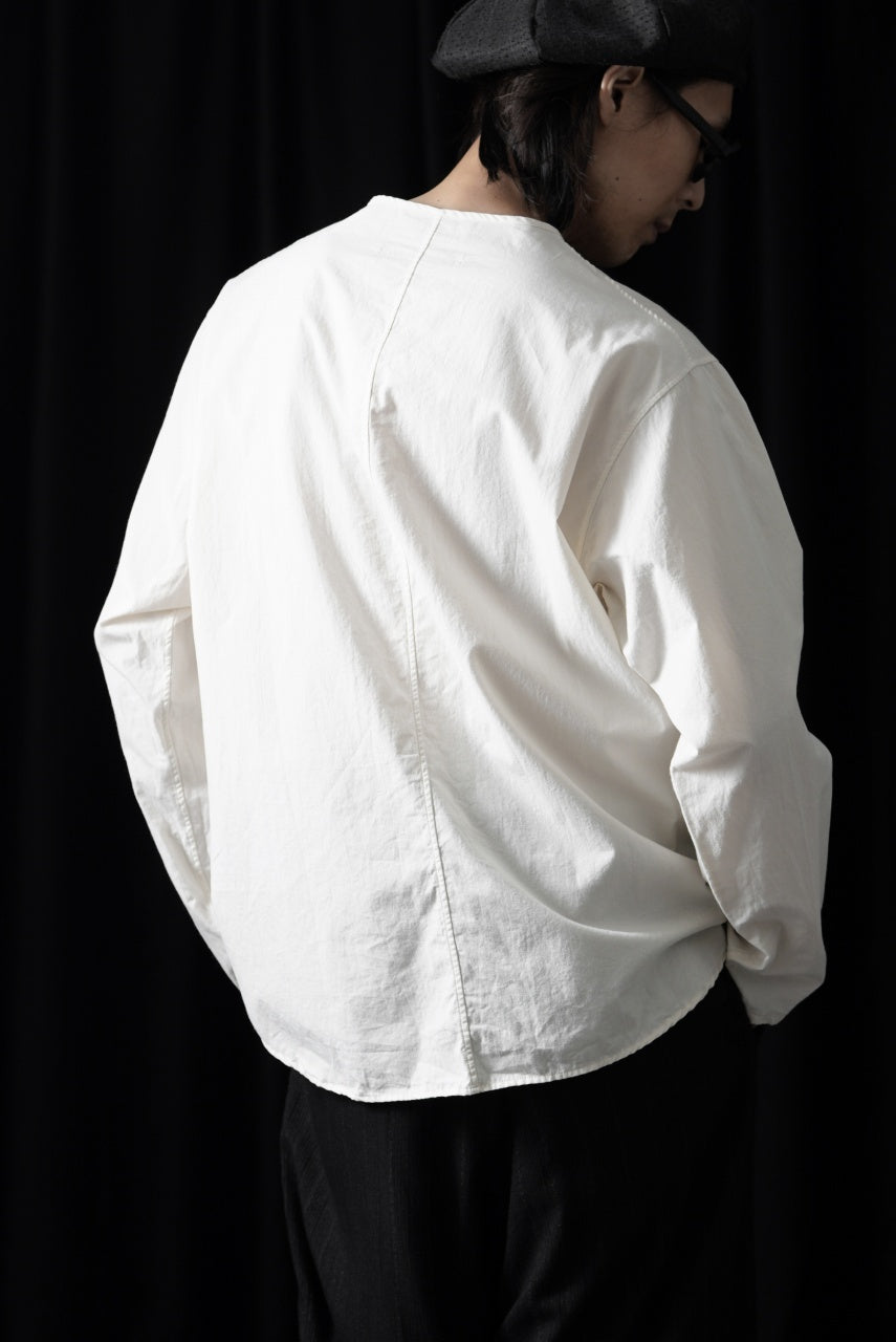 Load image into Gallery viewer, YUTA MATSUOKA collarless shirt / broad cloth cotton (off white)