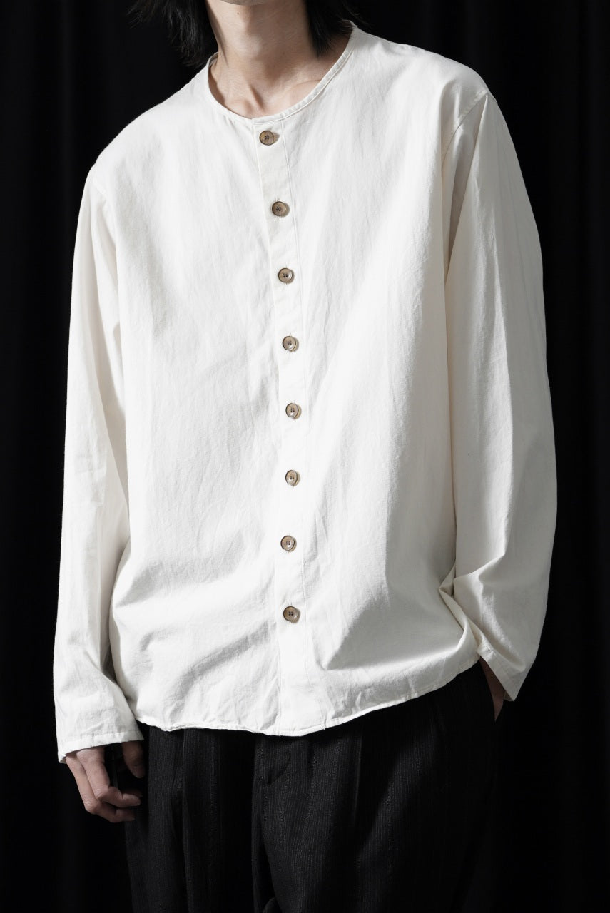 Load image into Gallery viewer, YUTA MATSUOKA collarless shirt / broad cloth cotton (off white)