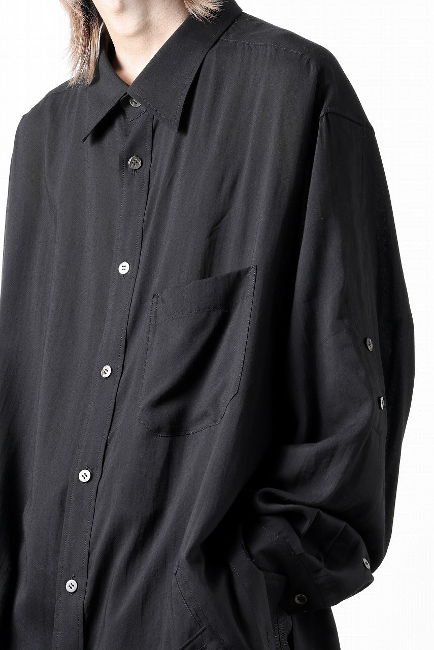 Y's for men BIG SHIRT / CELLULOSE LAWN (BLACK)