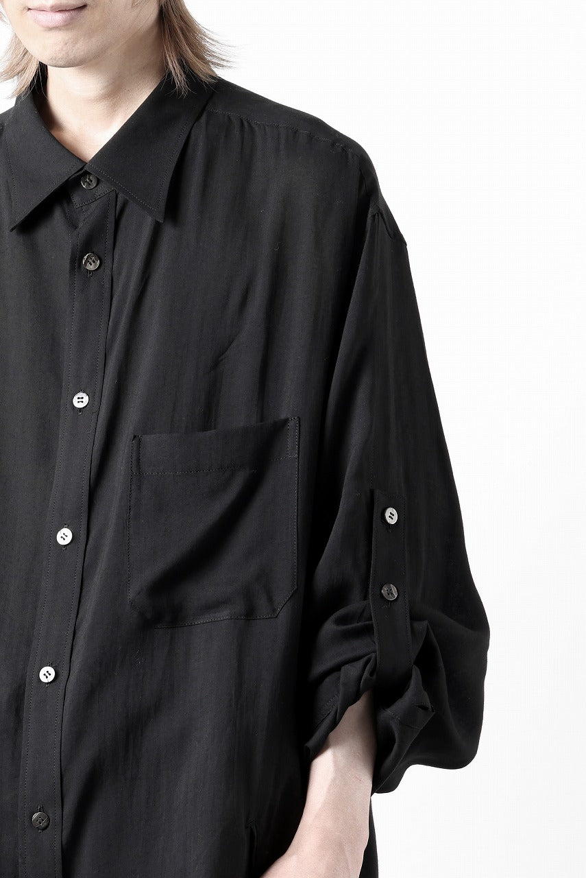 Y's for men BIG SHIRT / CELLULOSE LAWN (BLACK)