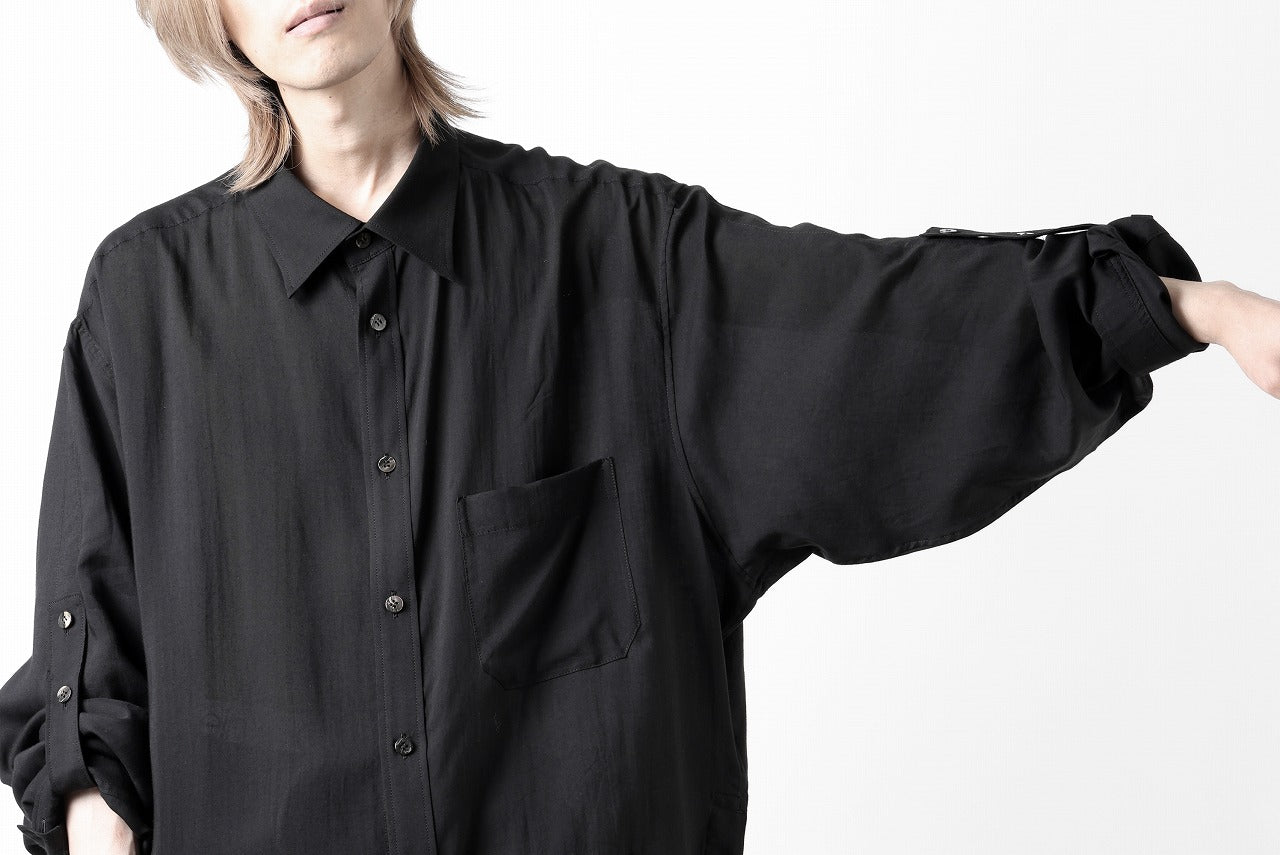 Y's for men BIG SHIRT / CELLULOSE LAWN (BLACK)