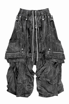 Load image into Gallery viewer, A.F ARTEFACT PARACHUTE WIDE CARGO PANTS / UNEVEN TEXTURE (BLACK)