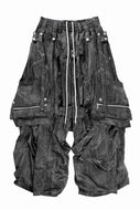 A.F ARTEFACT PARACHUTE WIDE CARGO PANTS / UNEVEN TEXTURE (BLACK)