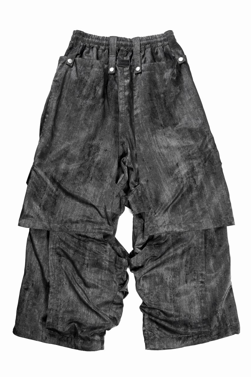 Load image into Gallery viewer, A.F ARTEFACT PARACHUTE WIDE CARGO PANTS / UNEVEN TEXTURE (BLACK)