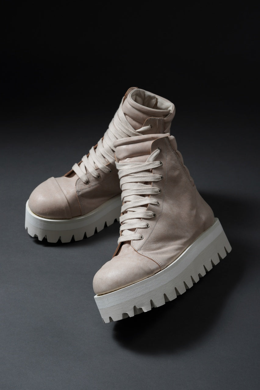 Load image into Gallery viewer, A.F ARTEFACT × Portaille THICK SNEAKER BOOTS / CALF LEATHER (ASH PINK x WHITE)