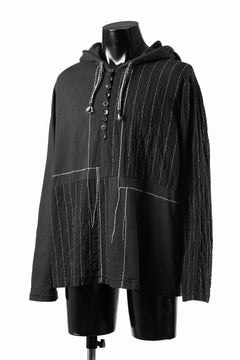 Load image into Gallery viewer, A TENTATIVE ATELIER Branka STITCHES PATCH STRIPE HOODY (BLACK)
