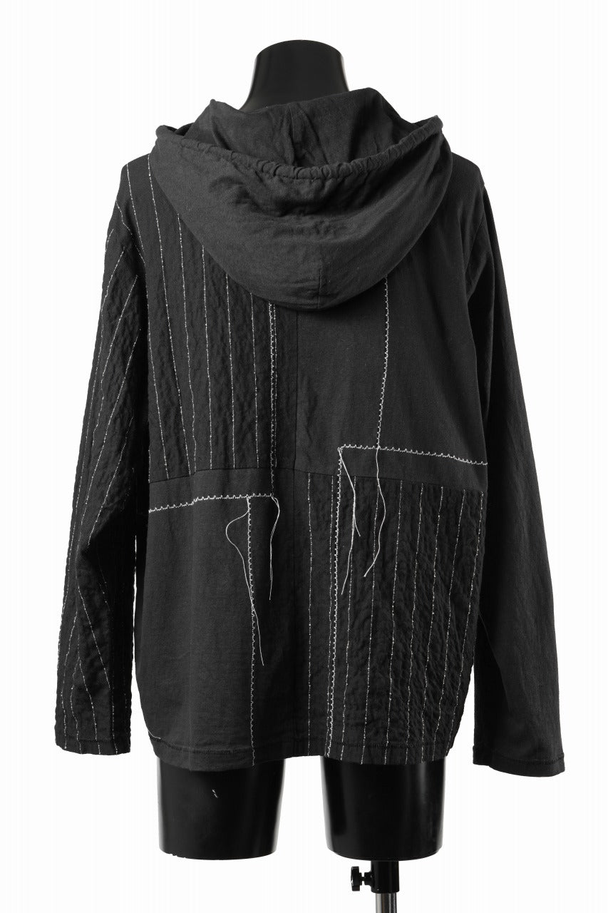 Load image into Gallery viewer, A TENTATIVE ATELIER Branka STITCHES PATCH STRIPE HOODY (BLACK)