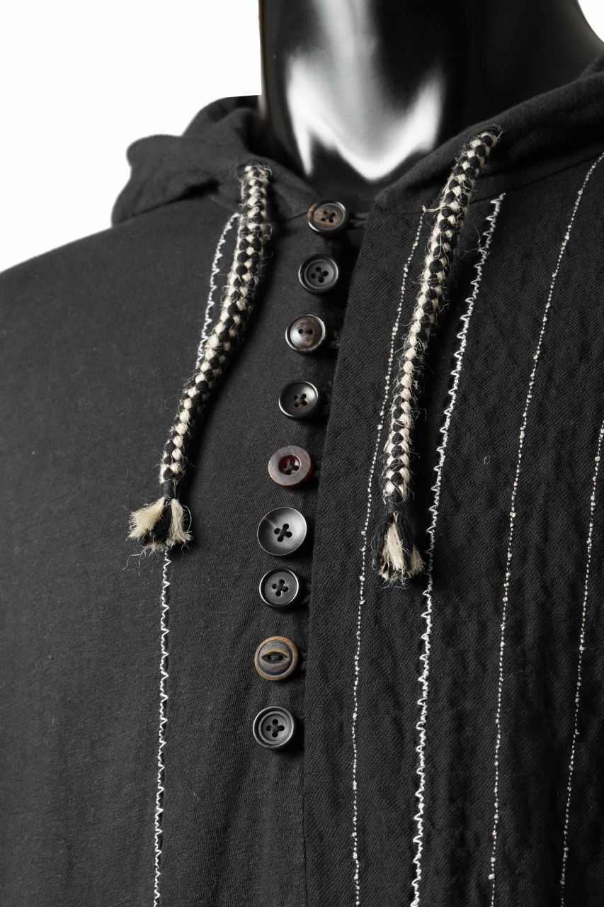 Load image into Gallery viewer, A TENTATIVE ATELIER Branka STITCHES PATCH STRIPE HOODY (BLACK)