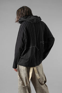 Load image into Gallery viewer, A TENTATIVE ATELIER Branka STITCHES PATCH STRIPE HOODY (BLACK)