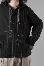 Load image into Gallery viewer, A TENTATIVE ATELIER Branka STITCHES PATCH STRIPE HOODY (BLACK)