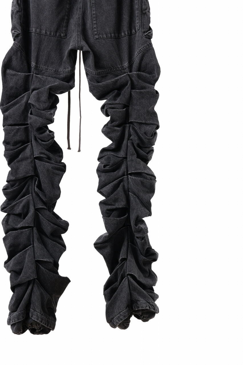 A.F ARTEFACT MONSTER TUCK VOLUME BAGGY PANTS / FADED AGEING DENIM (BLACK)