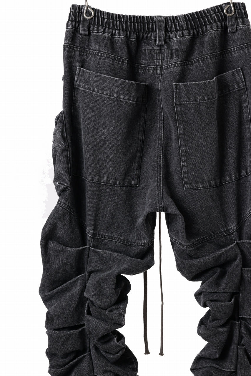 A.F ARTEFACT MONSTER TUCK VOLUME BAGGY PANTS / FADED AGEING DENIM (BLACK)