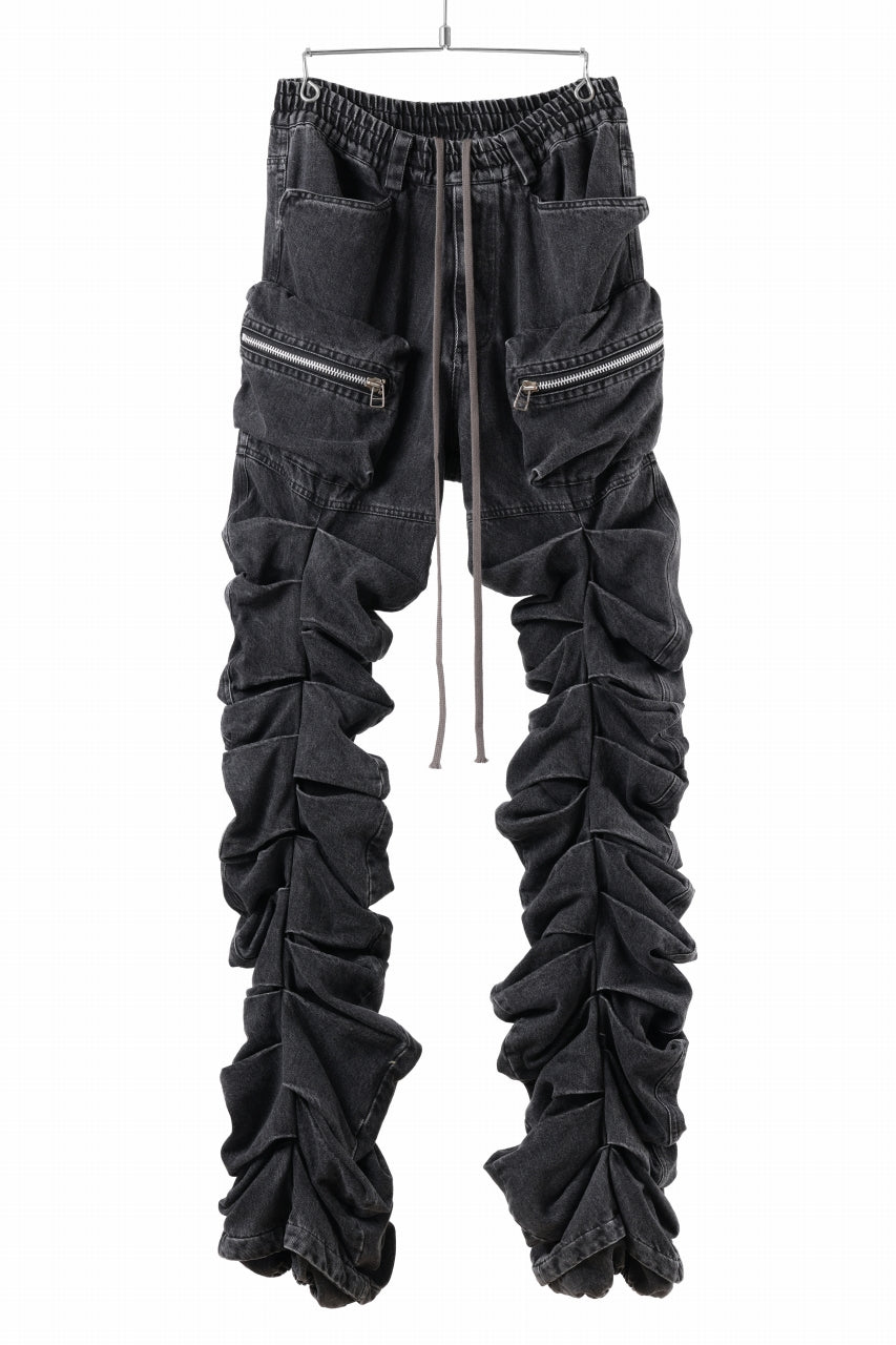 A.F ARTEFACT MONSTER TUCK VOLUME BAGGY PANTS / FADED AGEING DENIM (BLACK)