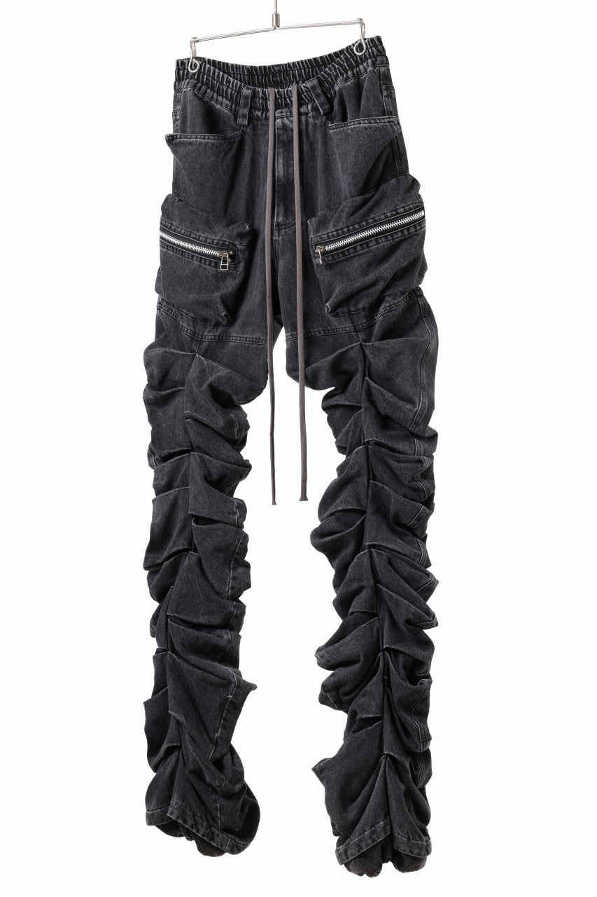 A.F ARTEFACT MONSTER TUCK VOLUME BAGGY PANTS / FADED AGEING DENIM (BLACK)