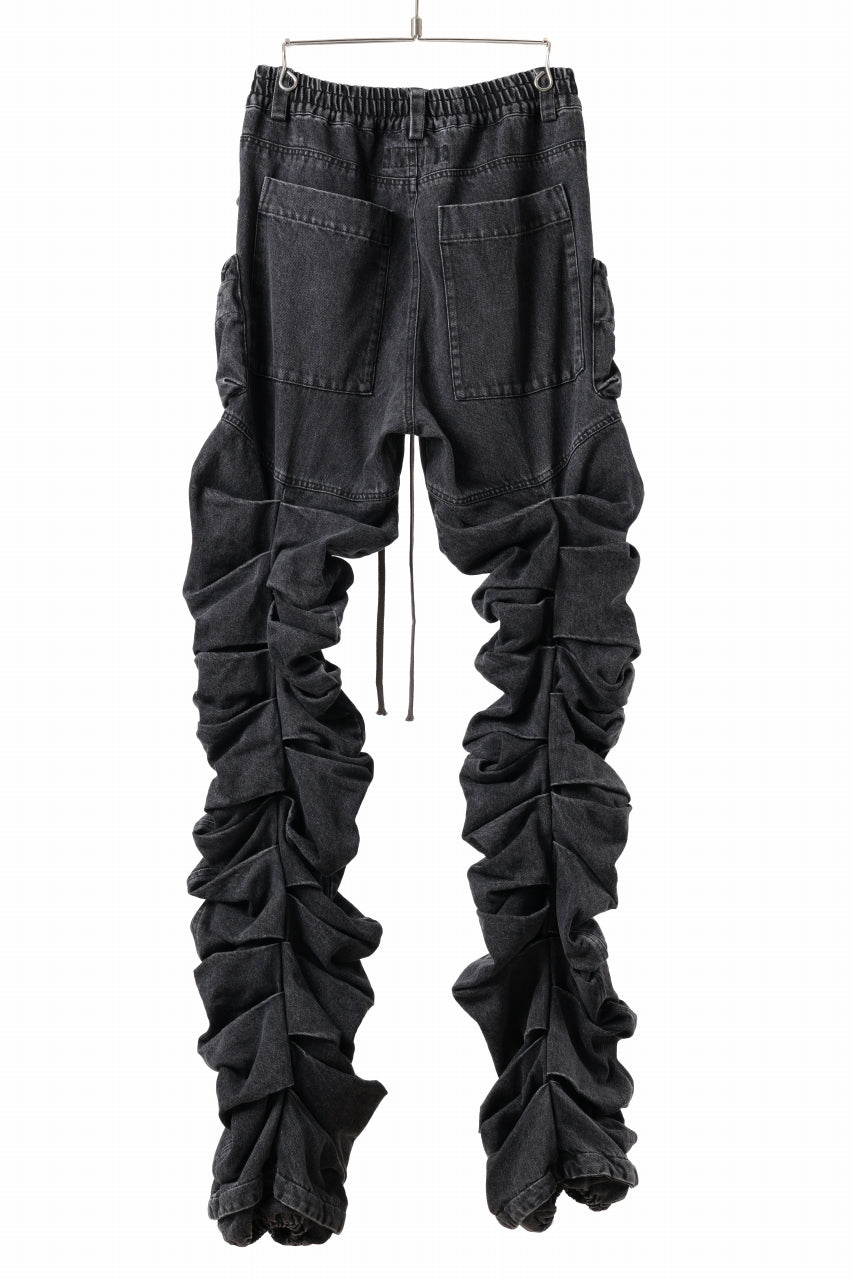 A.F ARTEFACT MONSTER TUCK VOLUME BAGGY PANTS / FADED AGEING DENIM (BLACK)