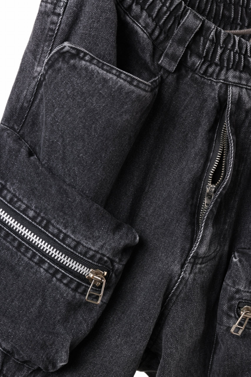 A.F ARTEFACT MONSTER TUCK VOLUME BAGGY PANTS / FADED AGEING DENIM (BLACK)