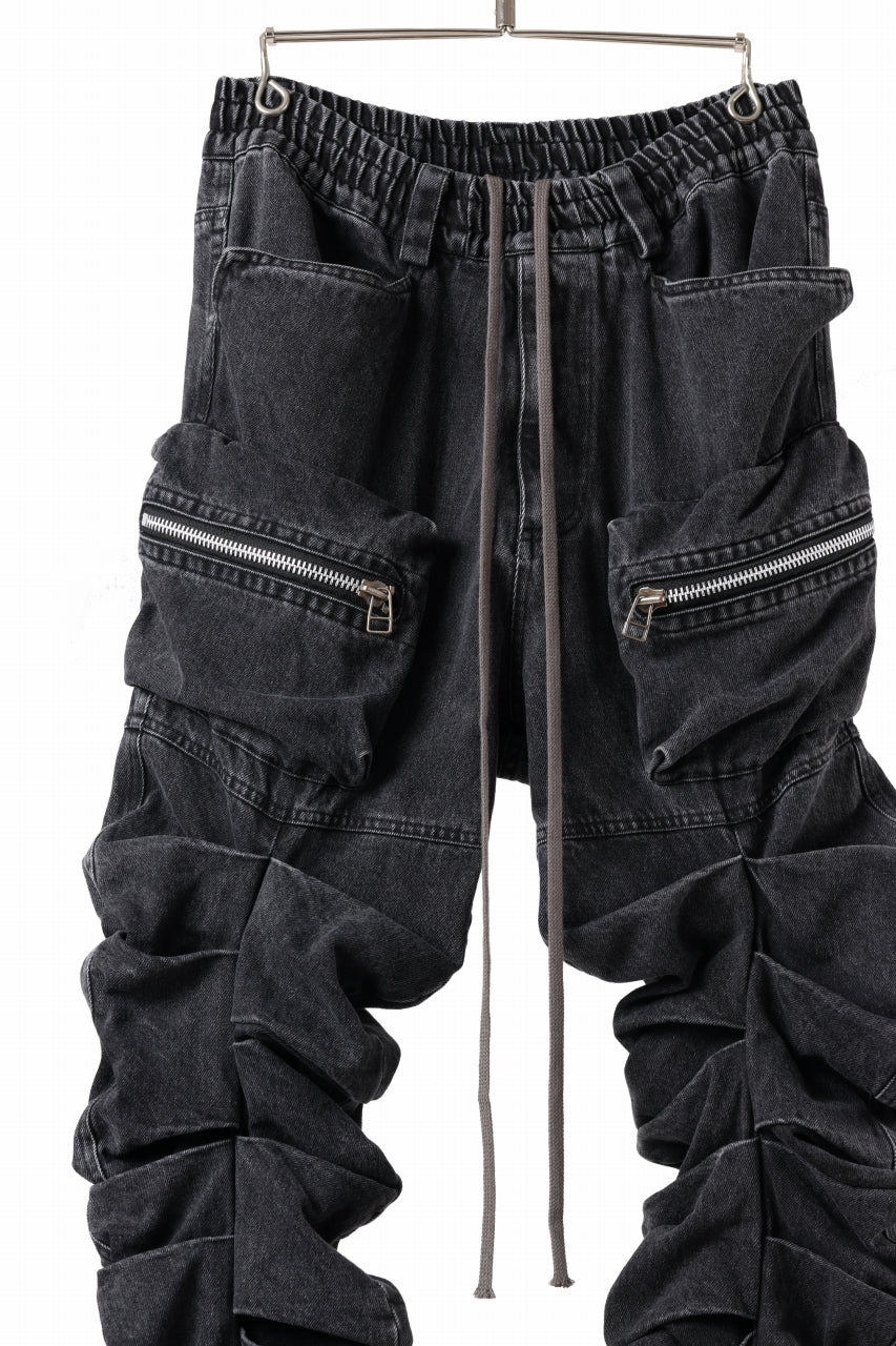 A.F ARTEFACT MONSTER TUCK VOLUME BAGGY PANTS / FADED AGEING DENIM (BLACK)