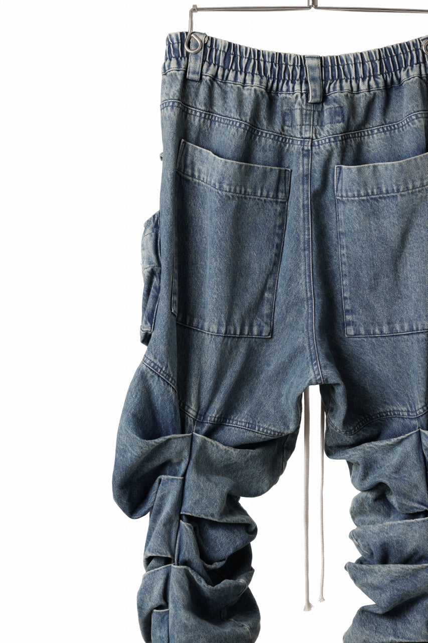 A.F ARTEFACT MONSTER TUCK VOLUME BAGGY PANTS / FADED AGEING DENIM (BLUE)