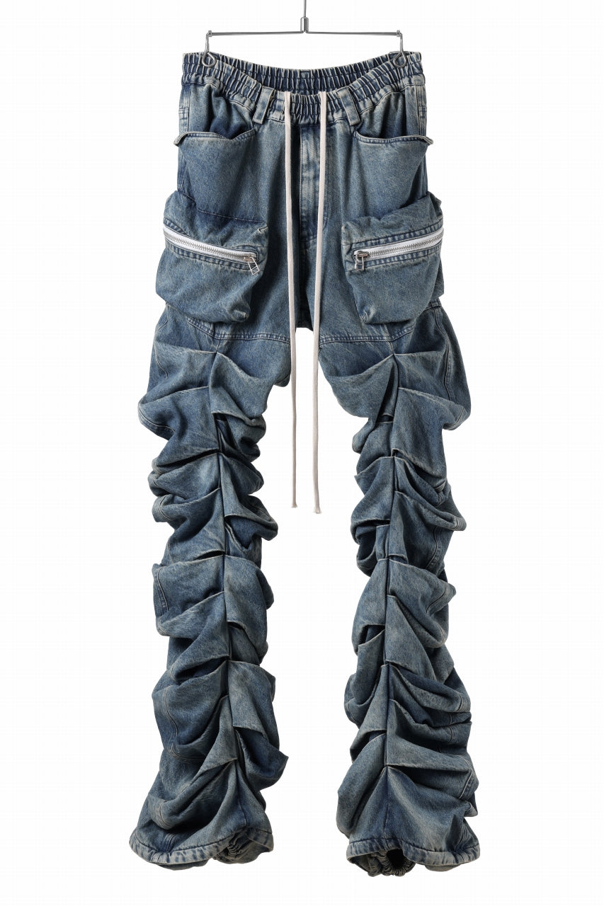 A.F ARTEFACT MONSTER TUCK VOLUME BAGGY PANTS / FADED AGEING DENIM (BLUE)