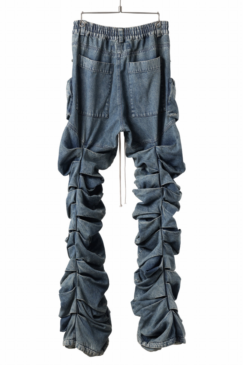 A.F ARTEFACT MONSTER TUCK VOLUME BAGGY PANTS / FADED AGEING DENIM (BLUE)