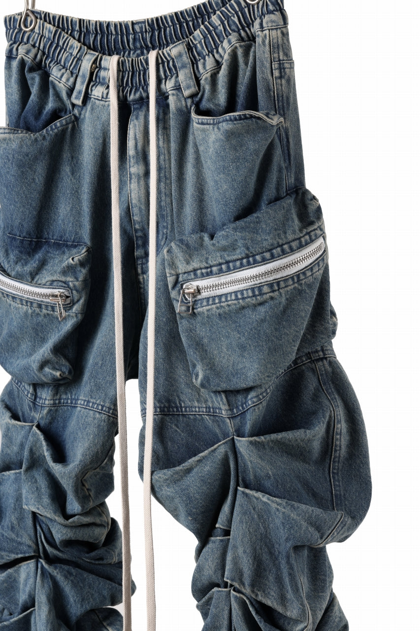 A.F ARTEFACT MONSTER TUCK VOLUME BAGGY PANTS / FADED AGEING DENIM (BLUE)