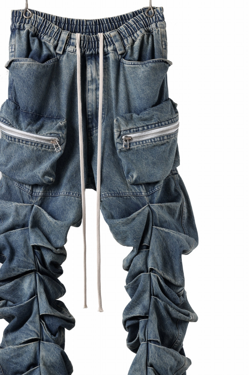 A.F ARTEFACT MONSTER TUCK VOLUME BAGGY PANTS / FADED AGEING DENIM (BLUE)