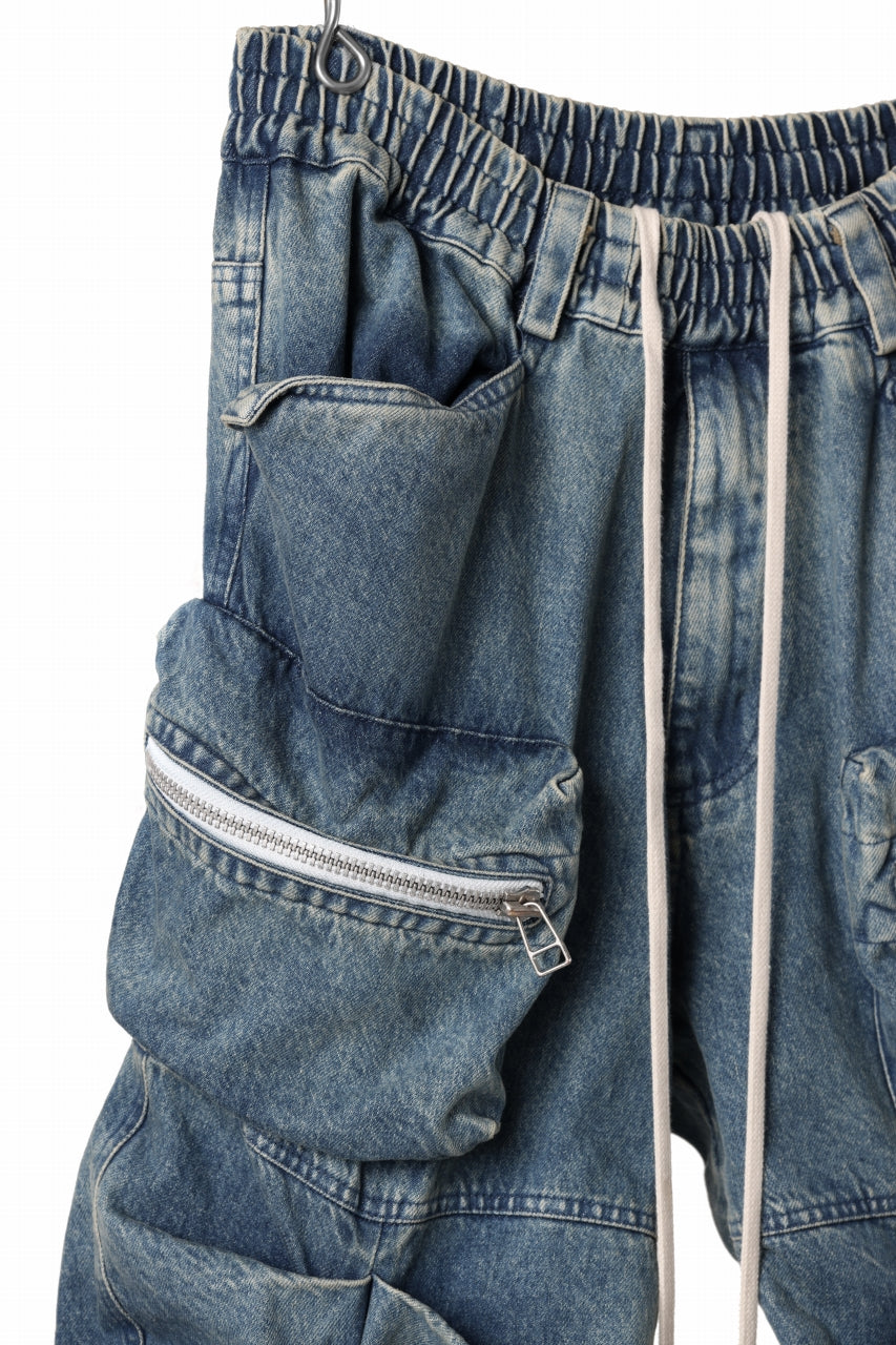 A.F ARTEFACT MONSTER TUCK VOLUME BAGGY PANTS / FADED AGEING DENIM (BLUE)