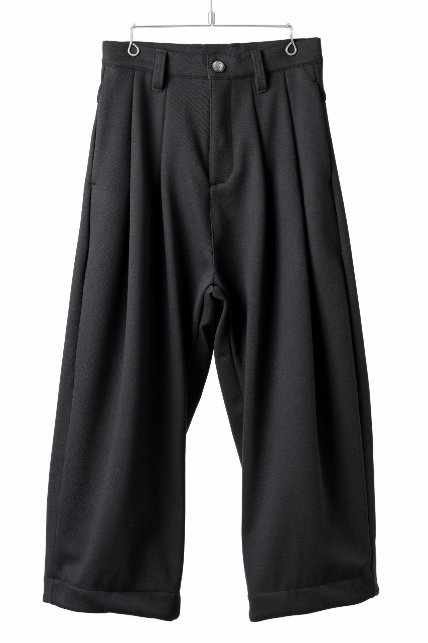 画像をギャラリービューアに読み込む, A.F ARTEFACT TUCK WIDE TROUSERS / KNITTED WOOLY TWILL (BLACK)