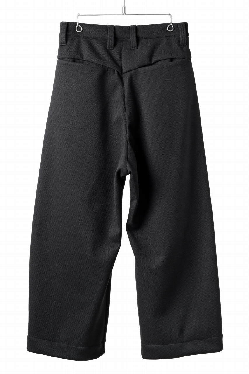 A.F ARTEFACT TUCK WIDE TROUSERS / KNITTED WOOLY TWILL (BLACK)