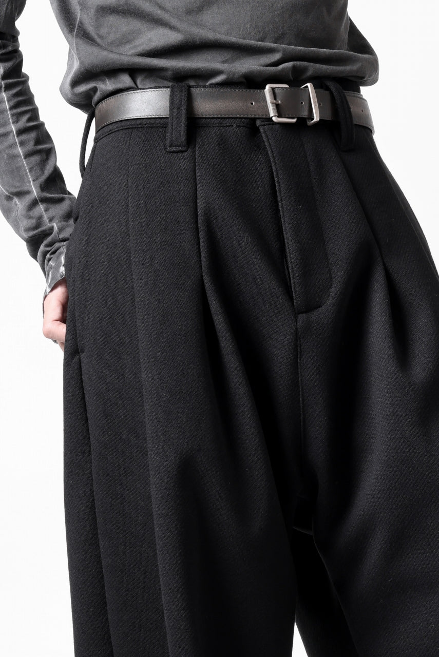 画像をギャラリービューアに読み込む, A.F ARTEFACT TUCK WIDE TROUSERS / KNITTED WOOLY TWILL (BLACK)