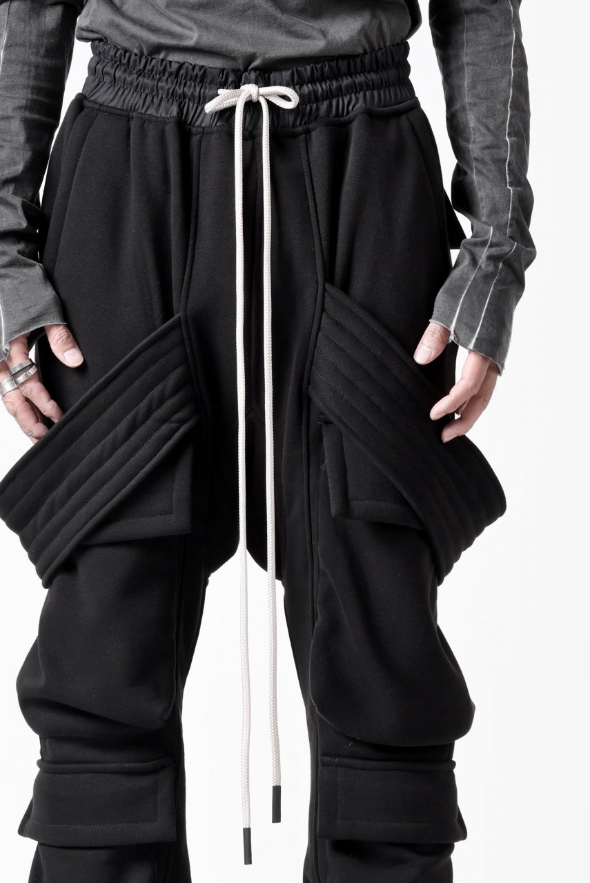 A.F ARTEFACT BOMBER HEAT BELTED SARROUEL CARGO PANTS (BLACK)