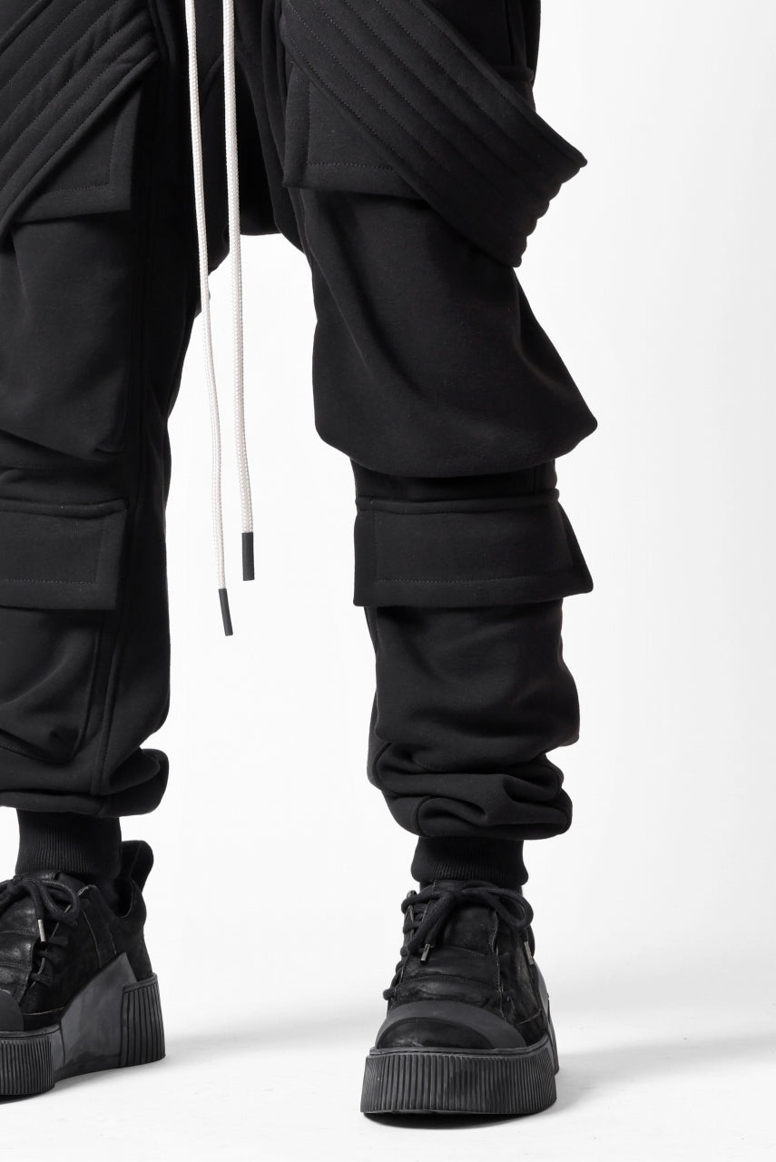 A.F ARTEFACT BOMBER HEAT BELTED SARROUEL CARGO PANTS (BLACK)