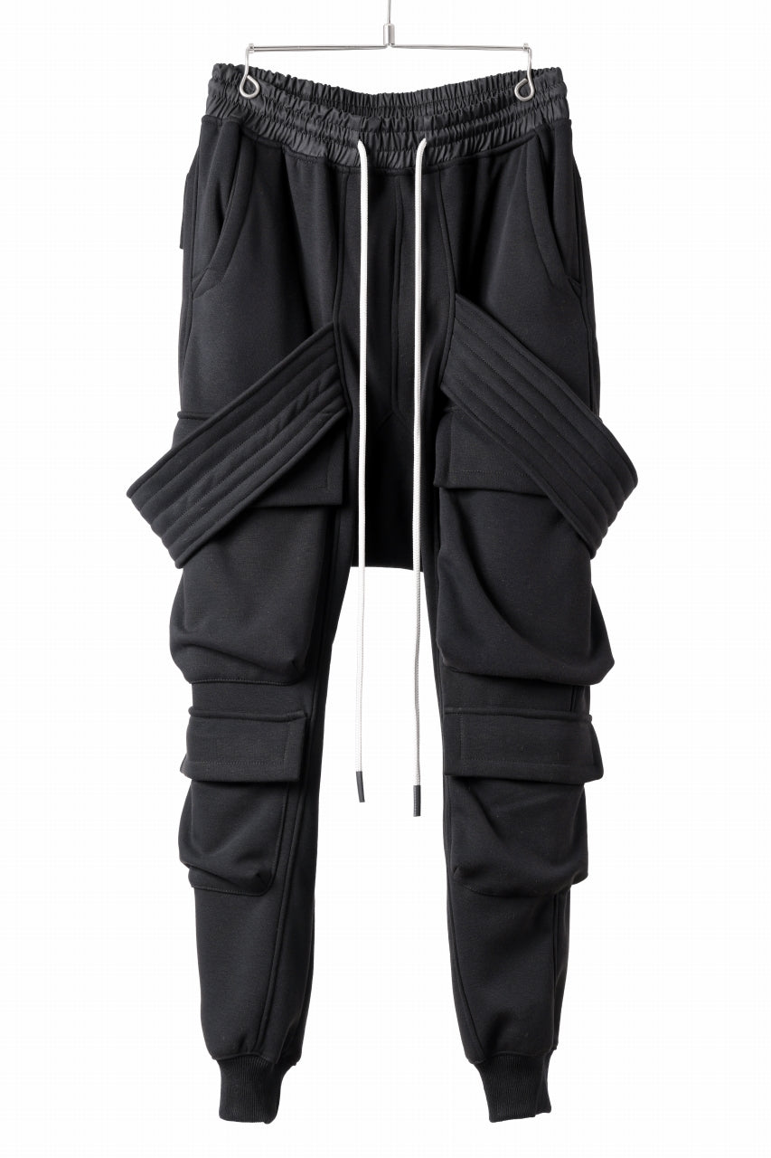 A.F ARTEFACT BOMBER HEAT BELTED SARROUEL CARGO PANTS (BLACK)