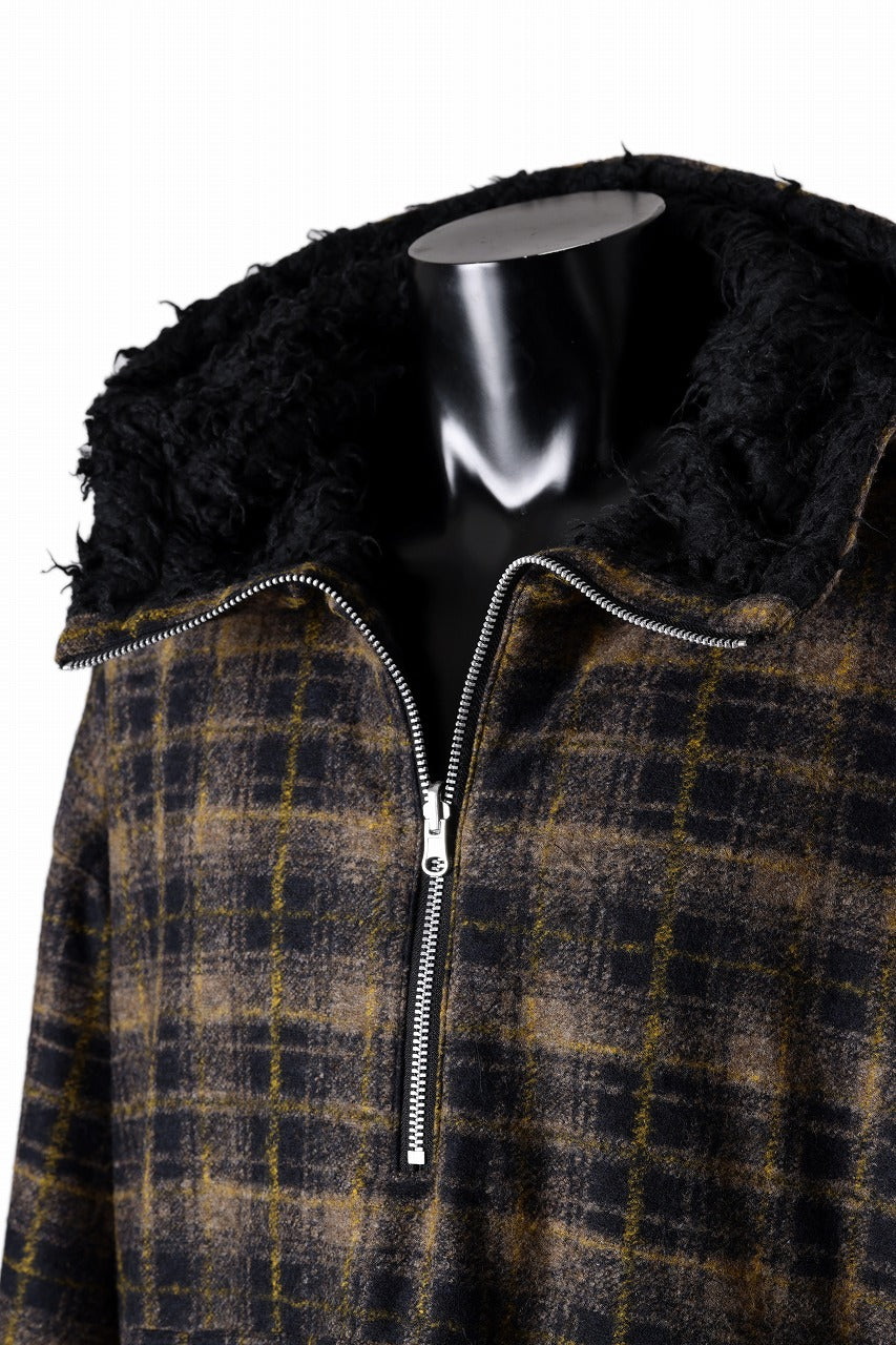 A.F ARTEFACT REVERSIBLE HALF ZIP HOODED BLOUOSN (BROWN CHECK×BLACK)