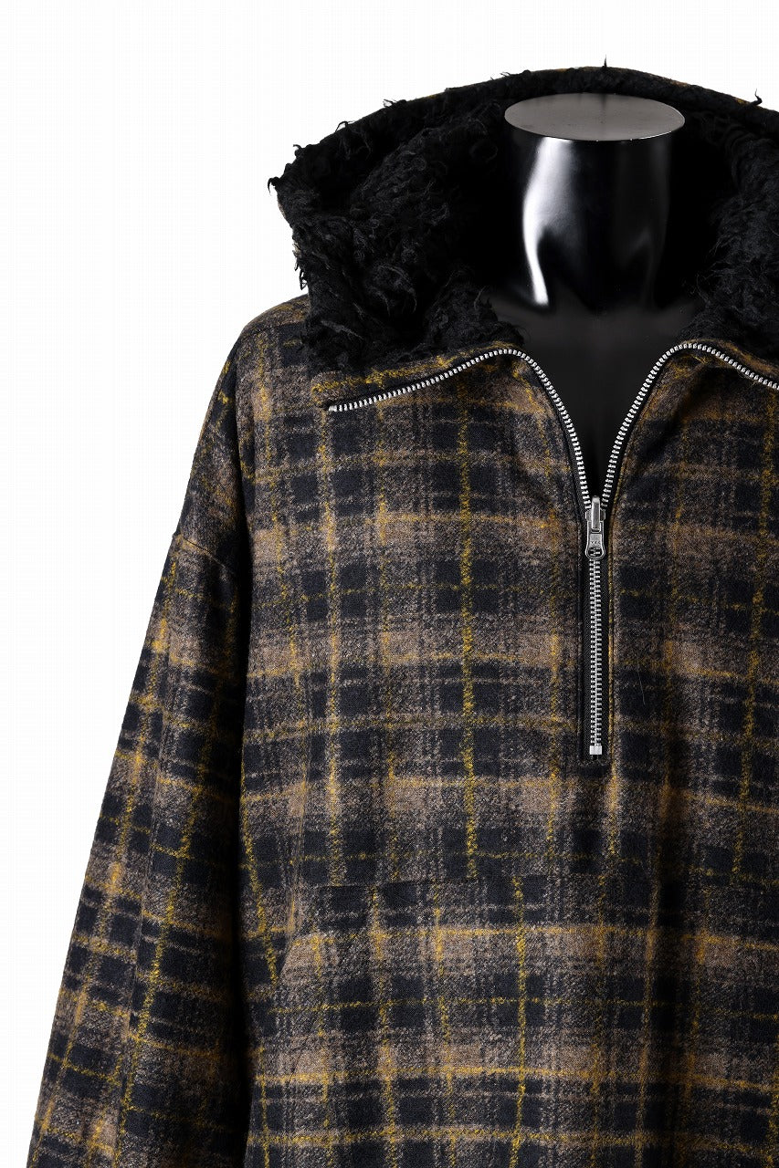 A.F ARTEFACT REVERSIBLE HALF ZIP HOODED BLOUOSN (BROWN CHECK×BLACK)